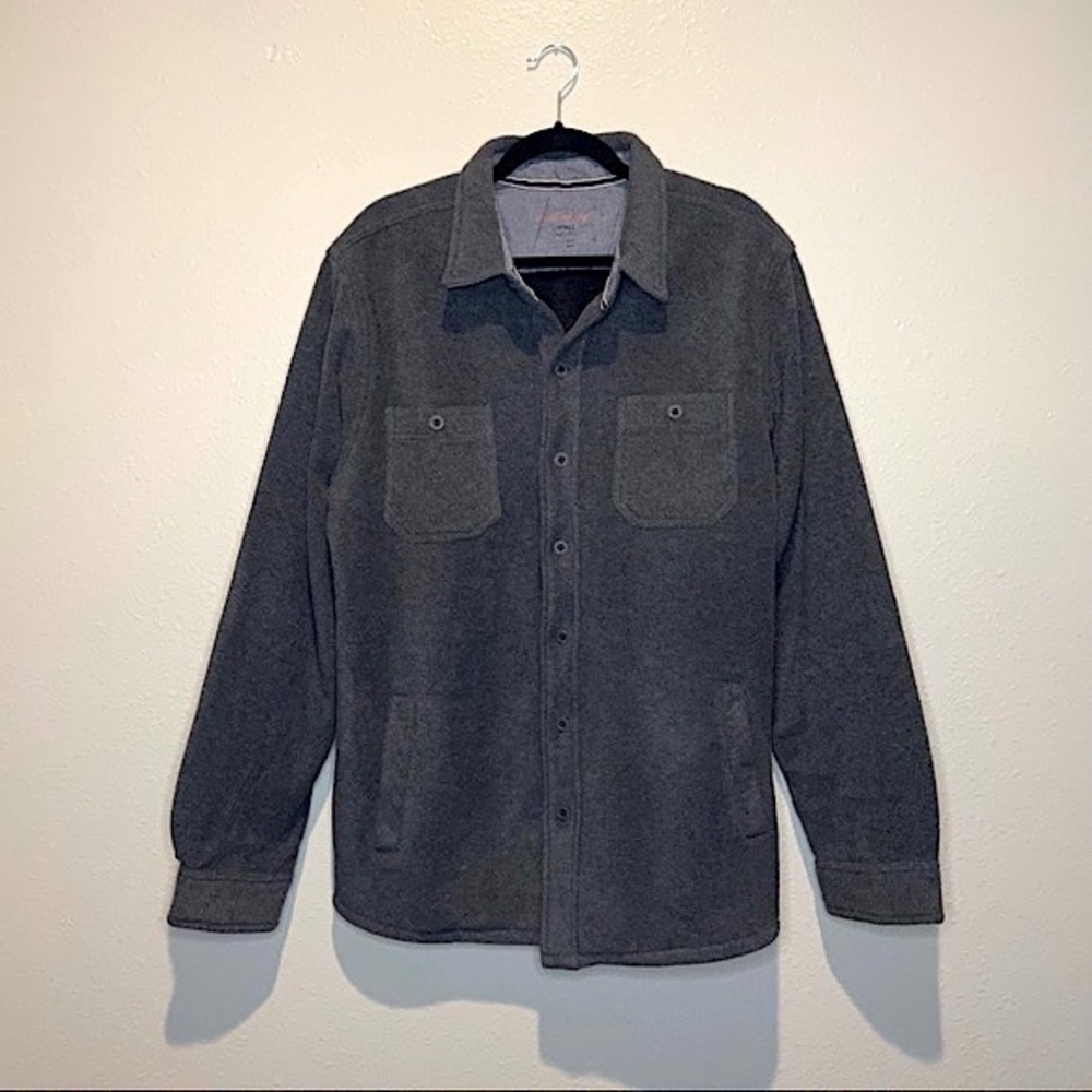 Weatherproof Vintage Men’s Dark Gray Fleece Lined Button Up Jacket